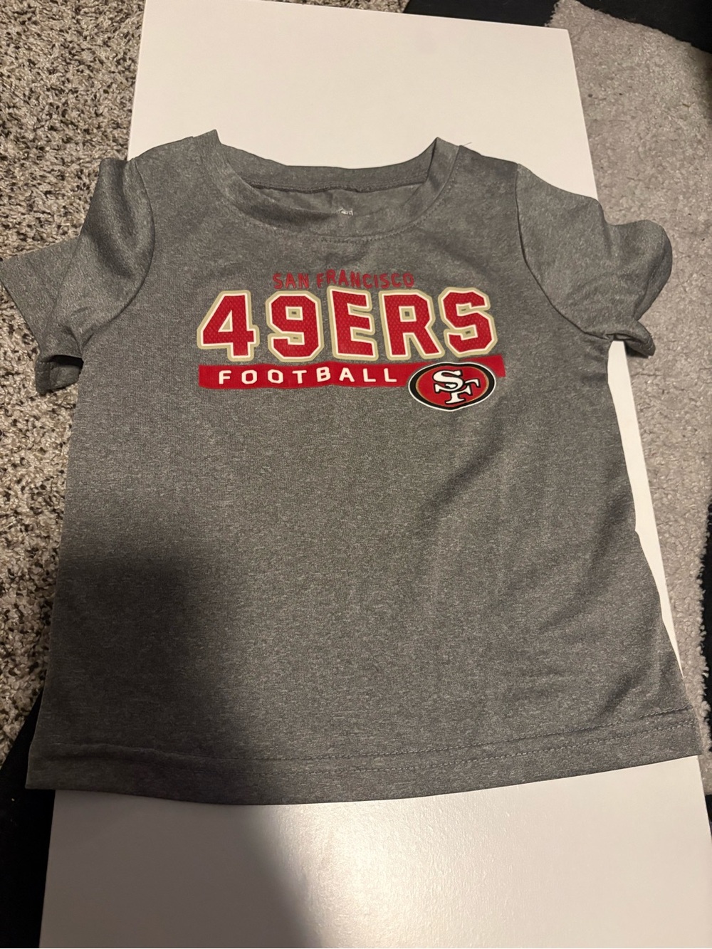 NFL Kids Gray 49ERS Football Tee with Red & Gold Logo